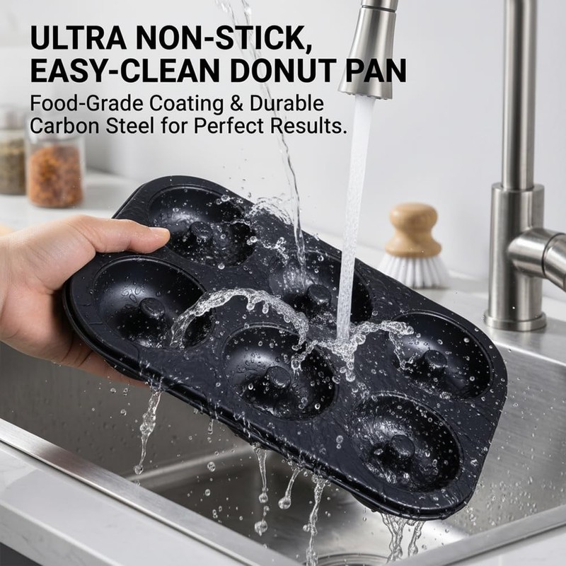 2 Pack Nonstick Donut Baking Pans, 6 Cavity Easy Steel