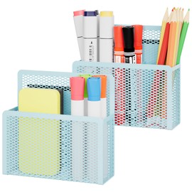 Magnetic Dry Erase Marker Holder, Mesh Pen Holder for Whiteboard，Magnet Pencil Organizer Storage for Refrigerator Locker Accessories Organizer for Home, School and Office(Blue)