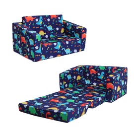 decalsweet Foldable Kids Sofas Couch 2 in 1 Children Convertible Sofa to Lounger Flip Open Toddlers Sofa Bed