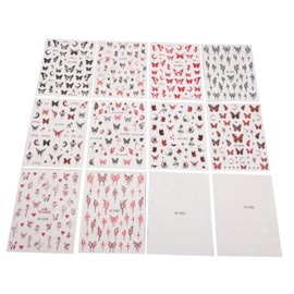Baluue 12sheets Butterfly Nail Stickers Set Decorative Manicure Decals for Nail Art Fingernail Stickers for Decor