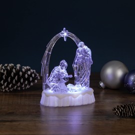 Northlight 7" LED Lighted Musical ICY Crystal Nativity Scene Christmas Decoration