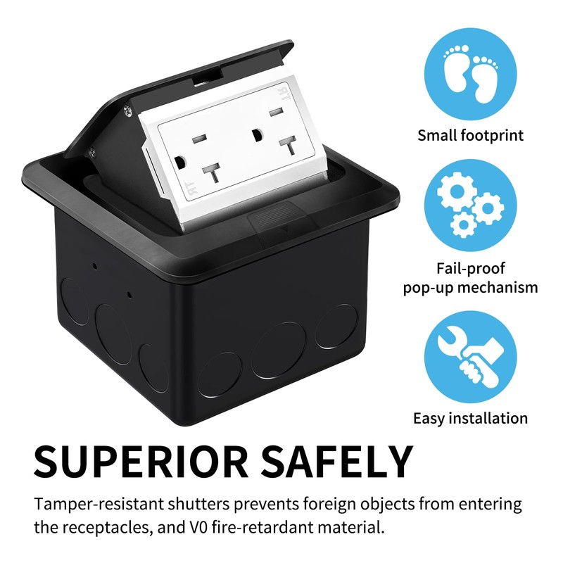 Vagueior Pop-Up Floor Box Kit, Waterproof Electrical Outlet Cover Box,