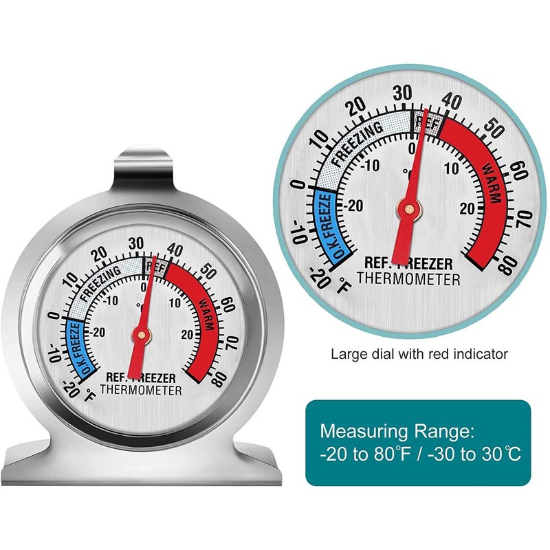 Greluma 2 Pcs Fridge Thermometer Freezer Thermometer with Large Dial