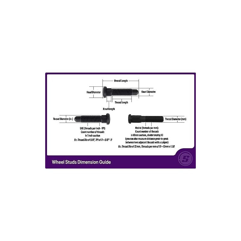 Oversize 5/8 Coarse Wheel Stud, Long Knurl