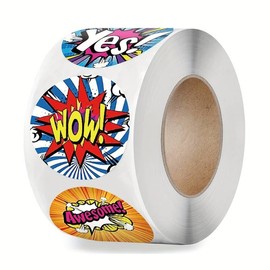 50pcs Superhero Themed Reward Stickers 1" Children's Incentive Sticker Teacher Good Behaviour