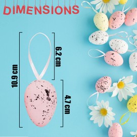 12PCs Easter Egg Decorations, Easter Hanging Eggs Colorful Crafts Easter Egg Easter Tree Decorations, Easter Eggs Decorations for Home Decor Colorful Easter Gifts for Children Size-10.9cm