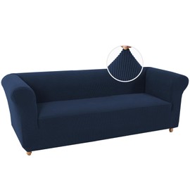 Turquoize Stretch Chesterfield Sofa Covers for Living Room Soft Sofa Couch Covers for 3 Cushion Couch Non-Slip Sofa Slipcover for Dogs Pet Furniture Protector Feature Jacquard Fabric (Sofa, Navy)