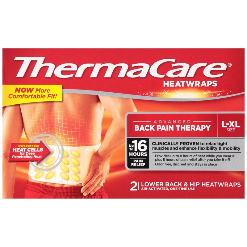 ThermaCare Lower Back & Hip Pain Therapy Heatwraps, L-XL Size