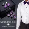 HAWSON Graceful Square Purple Crystal Man Tuxedo Cufflinks Shirt Studs