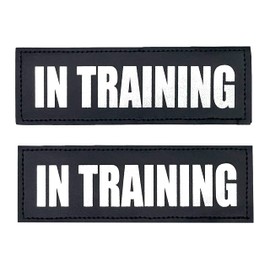 Albcorp Reflective In Training Patches with Hook Backing for Service Animal Vests /Harnesses Medium (5 X 1.5) Inch