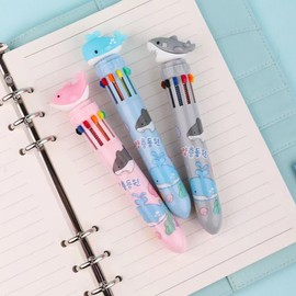 Multicolor Ballpoint Pen 0.7 mm, 10-in-1 Colored Pens Fine Point Retractable Cute Cartoon Animal Ballpoint Pens for Office School Supplies Students Kids Gifts, 6 Pack