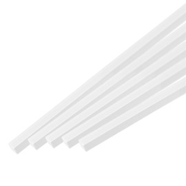 sourcing map 5Pcs ABS Plastic Rod Square Solid Bar 1/16" x 20" White Smooth Plastic Tube Rods for Handwork Model Material,DIY Sand Table,Architectural Model Making