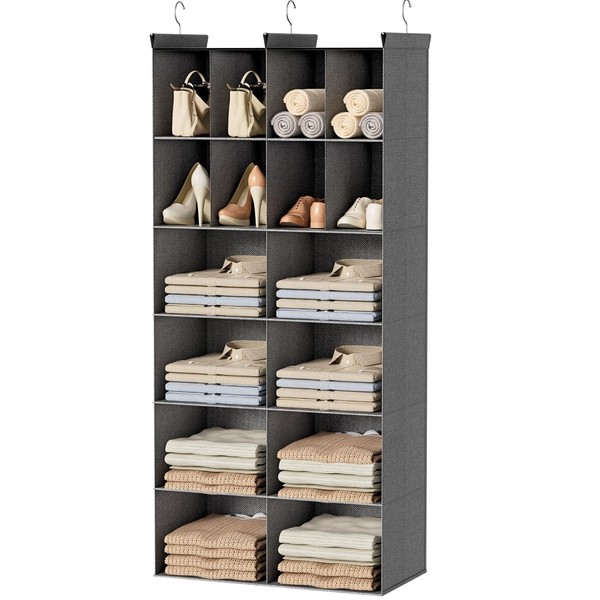 Ofiray-home 6 Tier Hanging Closet Organizer, 16 Compartments Sweater Organizer