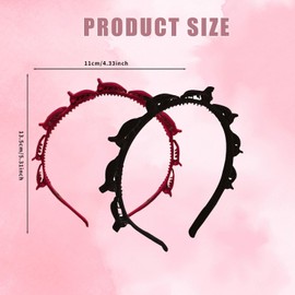 2 Pcs Headband with Clips Double Bangs Butterfly Clip Headbands Multi-Layer Hollow Braided Headband with Clips Attached for Women Girls (Black, Red)
