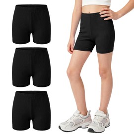 Hoseay Pantaloncini Ciclista Ragazze Confezione da 3 Cotone 14-16, Nero