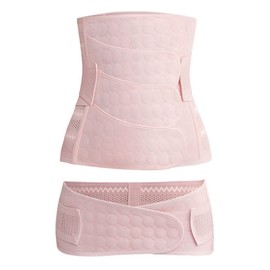 RIRIOA Lower Back Supporter Pelvic Belt 2-Piece Set (Double Support for Lower Back and Pelvis, Corset Maternity, Postpartum, Belly Band, Abdominal Tightening) (XXL, Pink)
