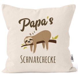 MoonWorks® Cushion Cover with Saying (German) Opa’s, Oma’s, Mama’s, Papa’s Schnarchecke, Sloth Print Cushion Cover, Decorative Pillow, Cotton