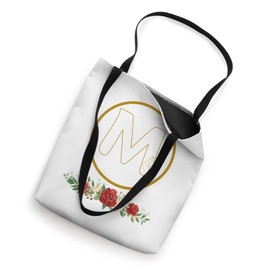 Letter M Initial Floral Monogram with Hand Heart Gesture Tote Bag