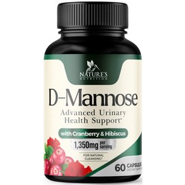 D-Mannose 1000mg Per Serving - Cranberry & Hibiscus - Effective Fast-Acting, Flush The Impurities for Bladder, Urinary Tract Health Support Supplement, for Women and Men, USA Bottled - 60 Capsules