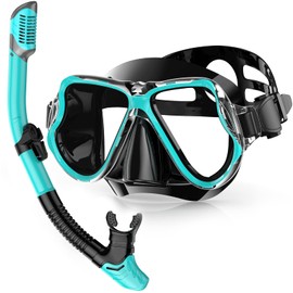 QcoQce Dry Snorkel Set, Anti-Fog and Panoramic Wide View Diving Mask, Easy Breathing and Professional Snorkel Mask with Soft Mouthpiece, Snorkel Set for Adults