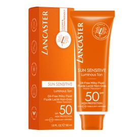 Lancaster Sun Sensitive Oil-Free Face Fluid SPF50 50ml | Face Sunscreen For Sensitive Skin | Broad Spectrum Daily Sun Protection | Non-Comedogenic | Acne Prone Skin