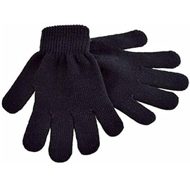 Primo Kids Children Warm Magic Gloves Teens Winter Stretchy Boys Girls Knit Black Gloves, One Size