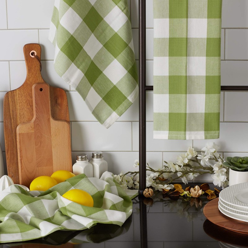DII Classic Farmhouse Kitchen Collection, Cotton, Antique Green, Dishtowel Set