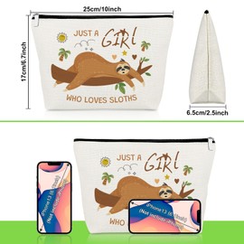 Gevody Sloth Gifts for Women Sloth Lover Makeup Bag Animal Lover Gift Graduation Mothers Day Present Cosmetic Bag Christmas Birthday Present for Mom Daughter Friends Sisters Bestie Niece Travel Pouch