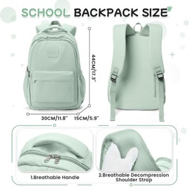 HYC00 School Backpack for Girls Schoolbag Rucksack Lightweight Backpack for School Girls Teen School Bag Boys Casual Daypacks College Backpack Women Laptop Backpack 14 Inch Bookbag,Light Green