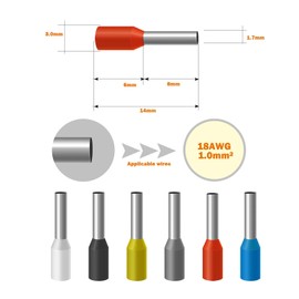Fidioto AWG18 1000pcs Wire Ferrules Terminals, AWG18 Terminal Connector Wire Insulated Cord Pin Ends Terminals for Electric, Industrial, Chemical Industry, Power Control System, etc.
