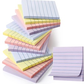 AmazingSpark 12 Pack Pastel Lined Sticky Notes 3x3 Inch Post Ruled Stickies Super Self Stick Power Memo Pads Multi Colors Notes Pads Vintage Aesthetic School Office Supplies Accessories