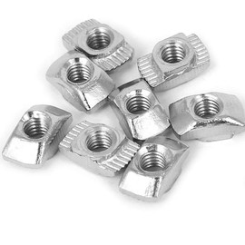 50 tuercas M8 T de la serie 4040, tuerca de ranura en T, tuerca de fijación de cabeza de martillo, tuerca de acero al carbono chapada en níquel para perfil de aluminio (serie 4040 M8)