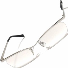 FashionBerry Men's Ikatsume Sunglasses, Thin Frame, Metal, Isolate, Oraora-style, Artisans, Gaten-style, Choiwar, Gentle on the Eyes, MT Silver × Clear
