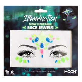Moon Glow, Glow in the Dark" Face Jewels - Festival Face and Body Gems, Crystal Makeup Eye Glitter Stickers, Temporary Tattoo Jewels (Lighting) (Neon)