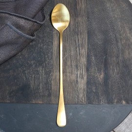 Nordic Spoon - Latte Macchiato Spoon - Spoon with Long Handle - Cocktail - Ice Cream - Dessert Spoon - Matte Gold