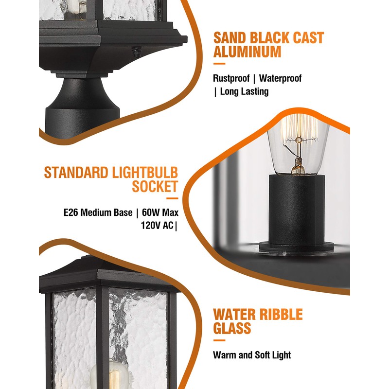 Beionxii Dusk to Dawn Outdoor Post Lights, 21inch Large Exterior