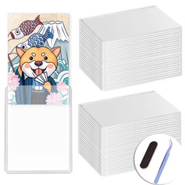 NITONAMI Top Loader, Card Holder, For Trading Cards, Hard Case, Hard Card Case, Loader, Hard Card Case, Loader, Hard Scratch Prevention, Storage, Storage, PVC Material, Ultra Transparent, Clear White, Set of 60