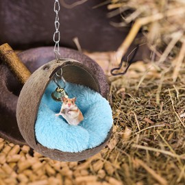 POPETPOP Hamster Hammock Cute Soft Coconut Shell Sleeping Nest with Bell Playing Hanging Bed for Hamster Guinea Pig Squirrel
