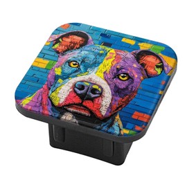 Hitch Cover Fits for 2-Inch Hitch,Colorful Mural of A Pitbull On A Brick Wall Rubber Trailer Hitch Cover Tube Plug Insert,Car Exterior Accessories, Receiver Tube Hitch Plug
