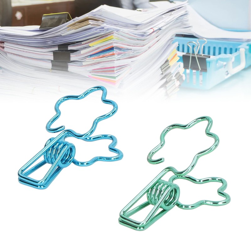 100 Pcs Binder Clips Hollow Cute Flower Shape Sturdy Metal