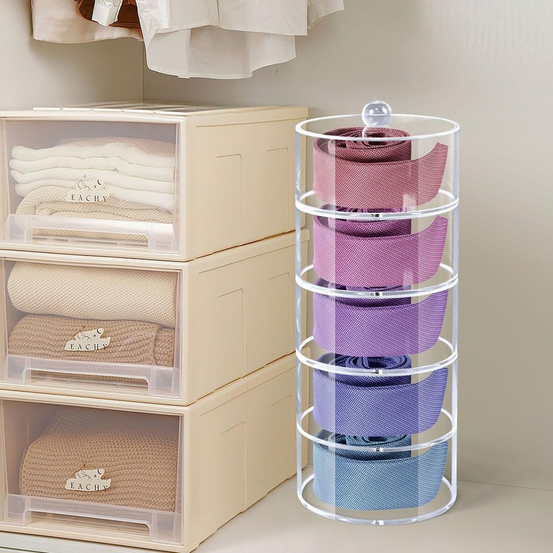 Oubou Belt Organizer, 5-Tier Acrylic Belt Storage & Holder for