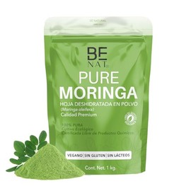 BE NAT Moringa en Polvo 1 kg  Moringa Oleifera 100 Pura  Superfood Natural Vegano  Cultivo Natural  Ideal para Smoothies, Jugos y Alimentacin Diaria  