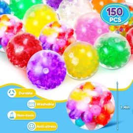 Shappy 150 Pack Mini Stress Ball Fidget Ball Bulk for Adults Balls Fidget Balls Stress Balls Set Filled with Water Beads Classroom Prize, Party Favors, Goodie Bag Stuffers