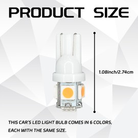 SWQS 10PCS 194 LED Bulb Warm White, Super Bright 5050 5SMD T10 LED Bulb, DV 12V Wedge Light Bulb Kit for Car Interior Lighting Door Dashboard Dome Map Trunk Light License Plate Lamp Courtesy Lights