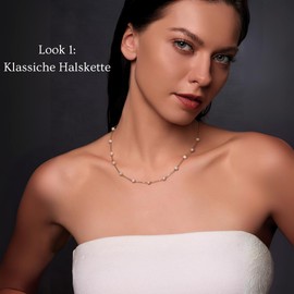 Sternvoll® Women's Necklace Made of 925 Sterling Silver with Freshwater Pearls Adjustable Pearl Necklace with Chain Regulator 35 + 10 cm Versatile Wear as a Necklace or Choker, Sterling Silver