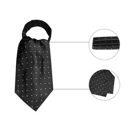 Allegra K Polka Dot Ascot Tie, Scarf, Cravat Tie, Formal Party, Men's, black white