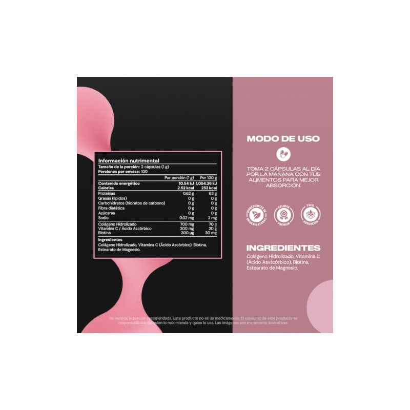 Biotina Pura + Colágeno Hidrolizado Vitamina C VITAL BOTANICS