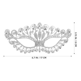 NUOBESTY Rhinestone Masquerade Mask Diamond Half Face Party Mask Costume Props for Masquerade Bar Party Silver