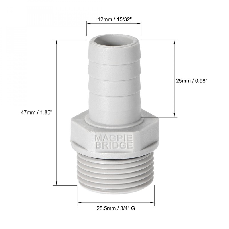 sourcing map PVC Barb Hose Fitting Connector Adapter 12mm or