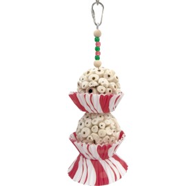 1452 Double Christmas Tutu Chew - Handcrafted shreddable Bird cage Toy, Natural sola Wood Balls, Festive Christmas Design and Patterns, Easy for Pets to Shred, Individually Made by us in The USA